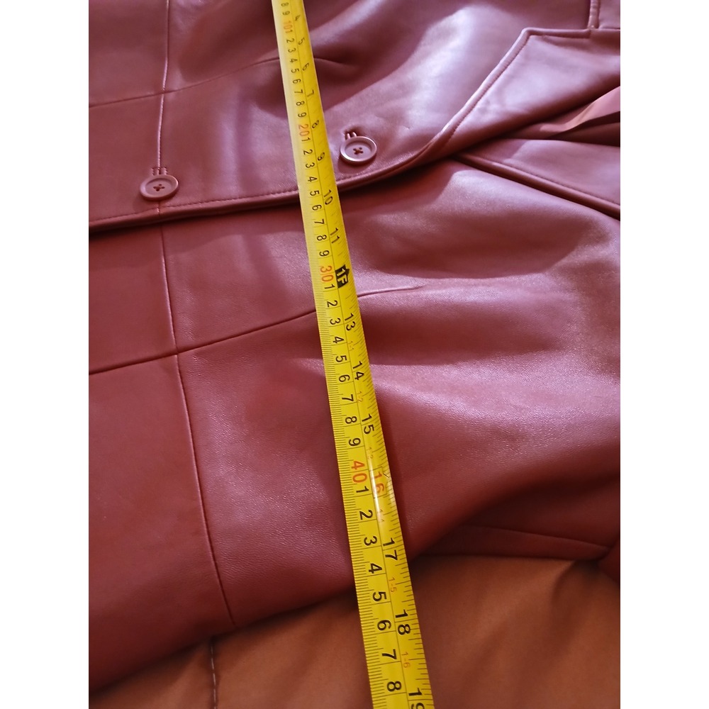 Nordstrom Genuine Lamb Leather Red Blazer Jacket Size M - Picture 10 of 11